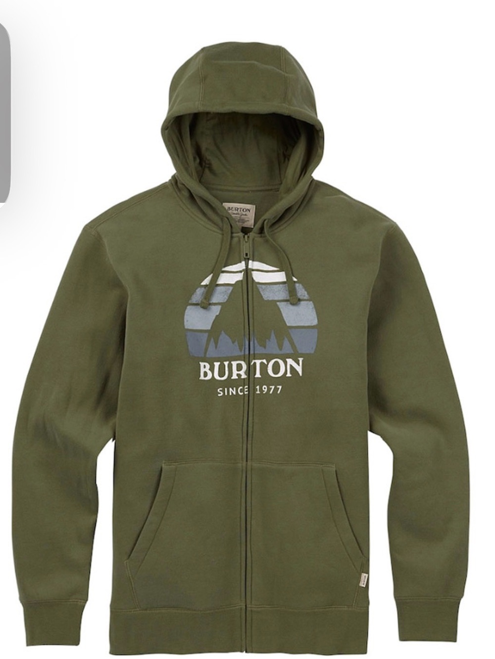 Burton Men’s Underhill Full Zip Hoodie with Mountain Logo Olive Green Size M